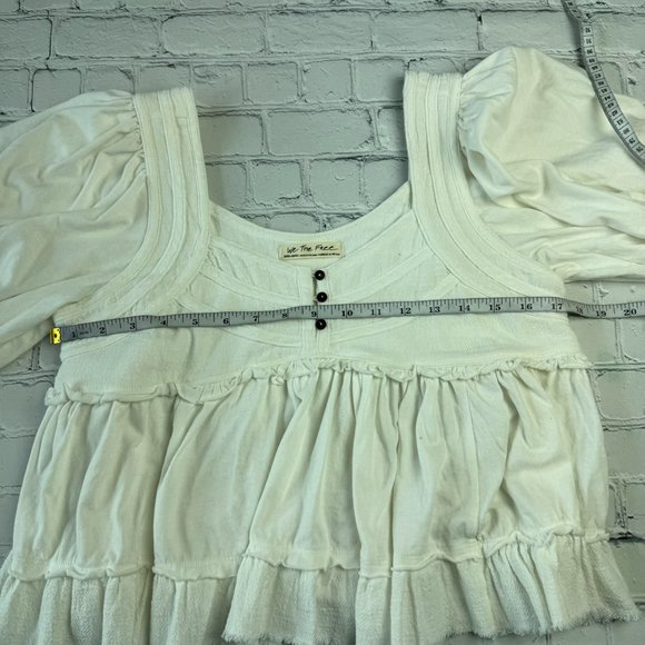 Free People We the Free ivory color peasant style balloon sleeve blouse top XS - Picture 10 of 12
